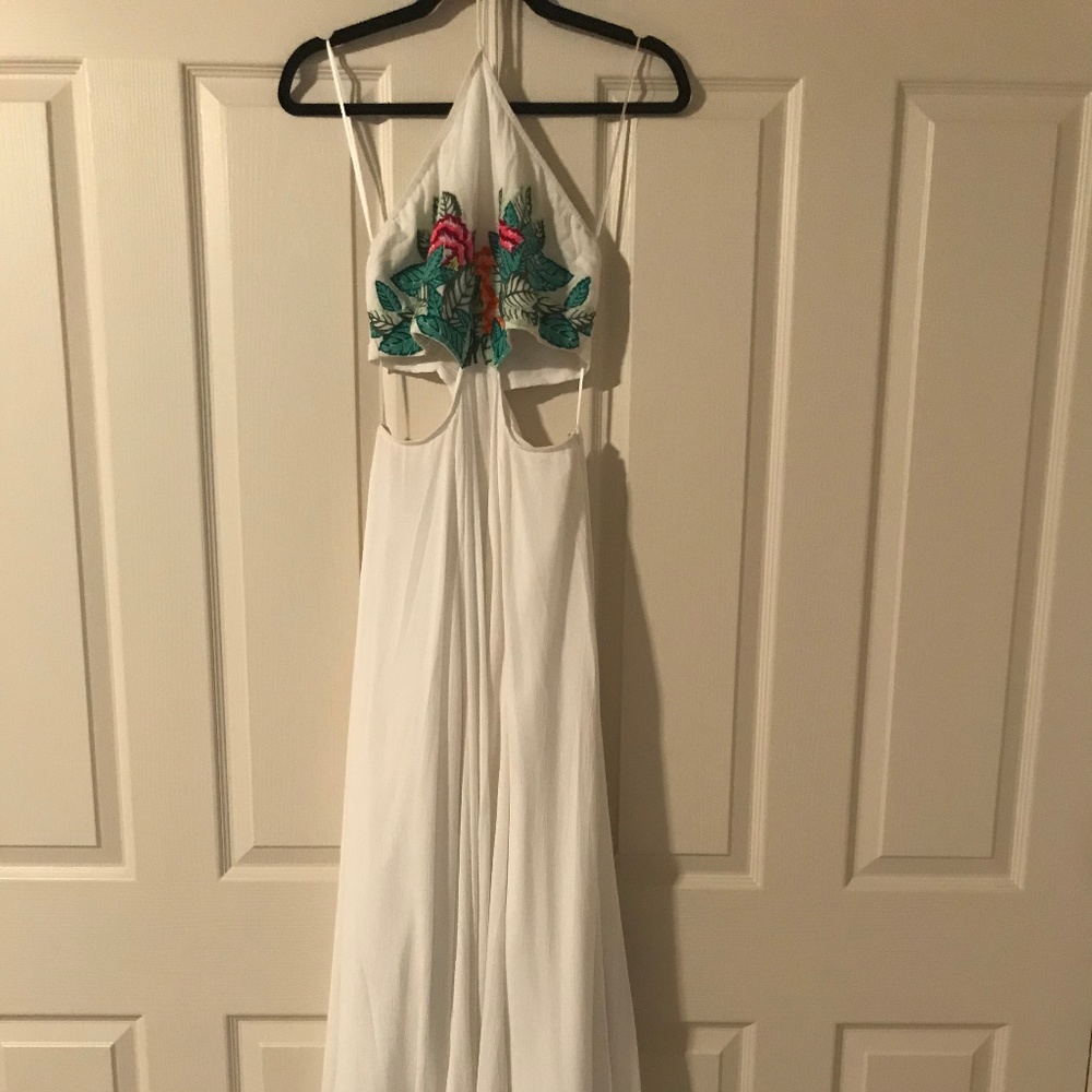 Mara Hoffman Leaf Embroidery Halter Maxi Dress